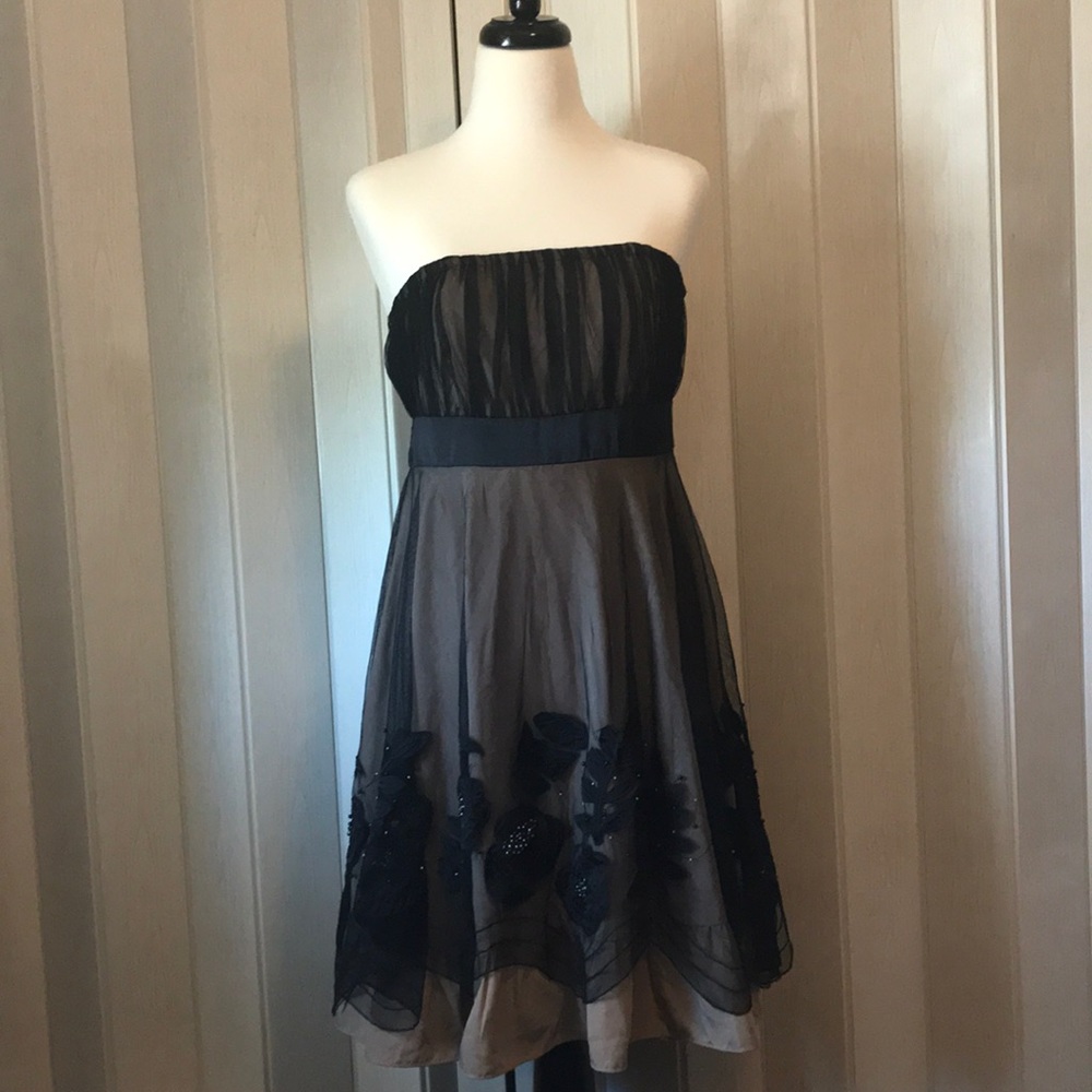 Black tulle and lace trimmed Ryu strapless dress